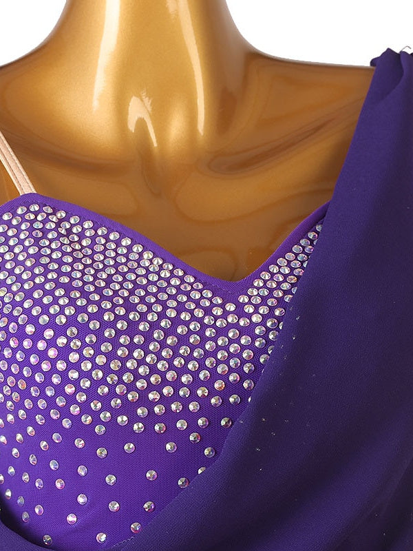 Robe De Danse Latine À Franges Et Pompons Pour Femme, Tenue D'Entraînement, Manches Longues, Maille Chinlon