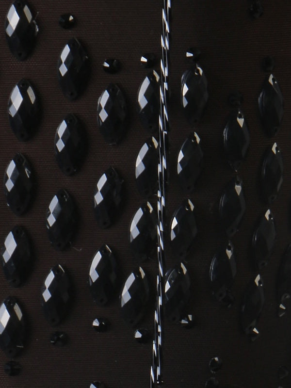 Robe de Danse Latine à Paillettes et Cristaux pour Femmes, Manches Longues, Maille Chinlon