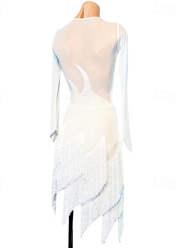 Danse Latine Vêtements de Danse Exotiques Gland Femmes Performance Tenue Quotidienne Manches Longues Spandex