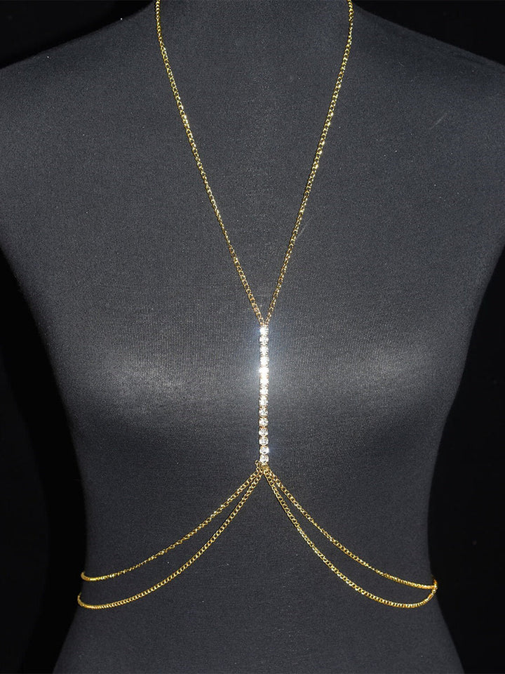 Collier D'Accessoires de Danse en Strass avec Chaîne en Métal Pailleté pour Femme, Performance Sans Manches, Alliage Élevé