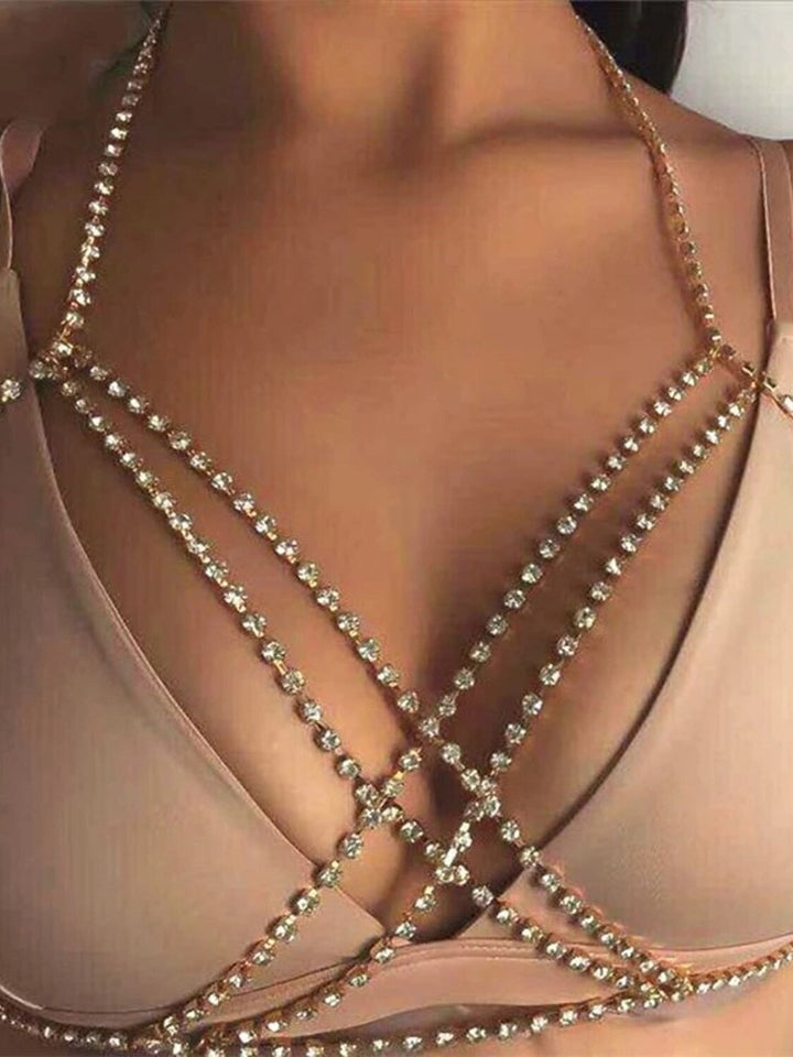 Collier D'Accessoires de Danse en Strass avec Chaîne en Métal Pailleté pour Femme, Entraînement de Performance Sans Manches, Alliage Élevé