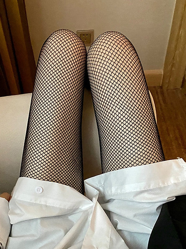 Accessoires de Danse Chaussettes Creuses Couleur Pure Épissage Fête Des Femmes Polyester