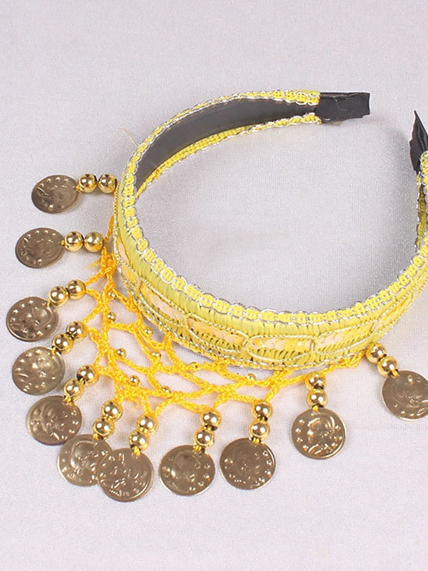 Accessoires de Danse Du Ventre en Polyester Pailleté pour Femme, Couleur Pure, pour Entraînement et Performance