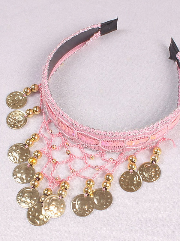 Accessoires de Danse Du Ventre en Polyester Pailleté pour Femme, Couleur Pure, pour Entraînement et Performance