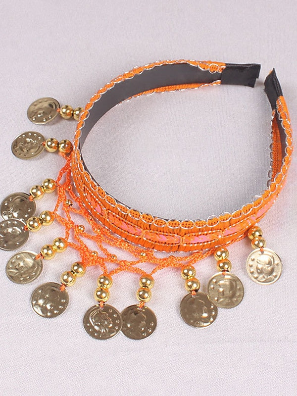 Accessoires de Danse Du Ventre en Polyester Pailleté pour Femme, Couleur Pure, pour Entraînement et Performance