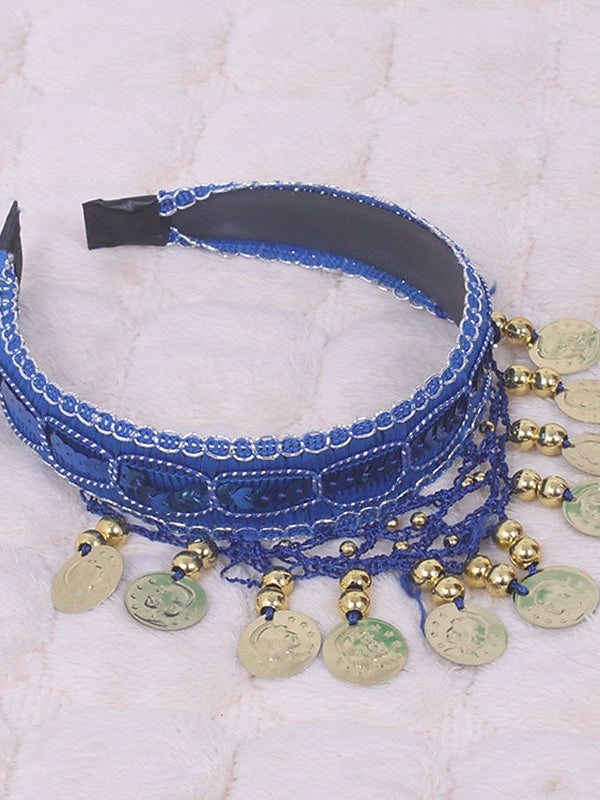 Accessoires de Danse Du Ventre en Polyester Pailleté pour Femme, Couleur Pure, pour Entraînement et Performance