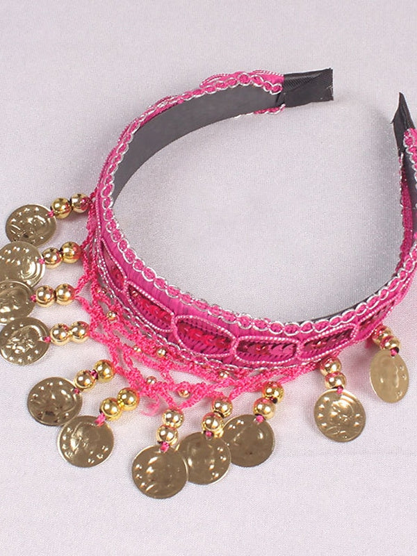 Accessoires de Danse Du Ventre en Polyester Pailleté pour Femme, Couleur Pure, pour Entraînement et Performance