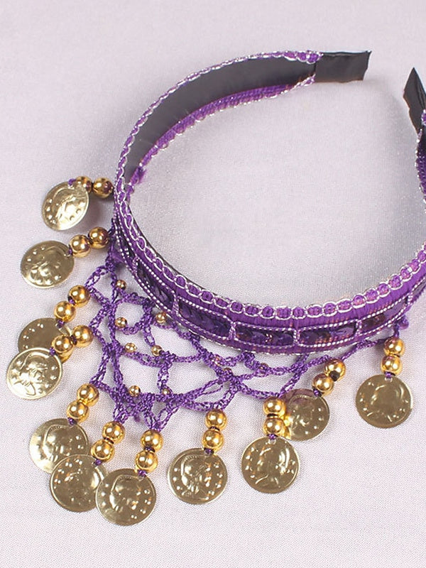 Accessoires de Danse Du Ventre en Polyester Pailleté pour Femme, Couleur Pure, pour Entraînement et Performance