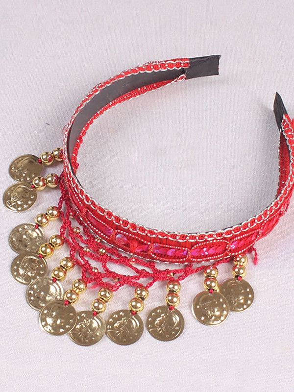 Accessoires de Danse Du Ventre en Polyester Pailleté pour Femme, Couleur Pure, pour Entraînement et Performance