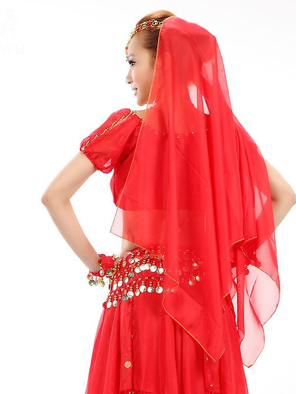 Danse Du Ventre Accessoires de Danse Pièce de Cuivre Épissage de Couleur Pure Entraînement pour Femmes Performance Tulle Métal