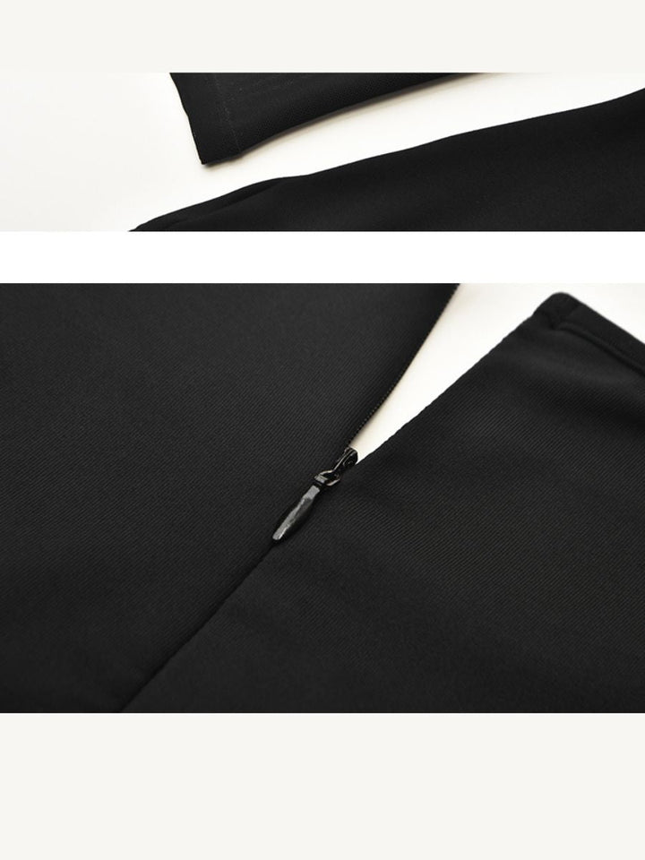 Justaucorps D'Entraînement de Danse de Base Noir à Manches Longues et Col Rond pour Ballet