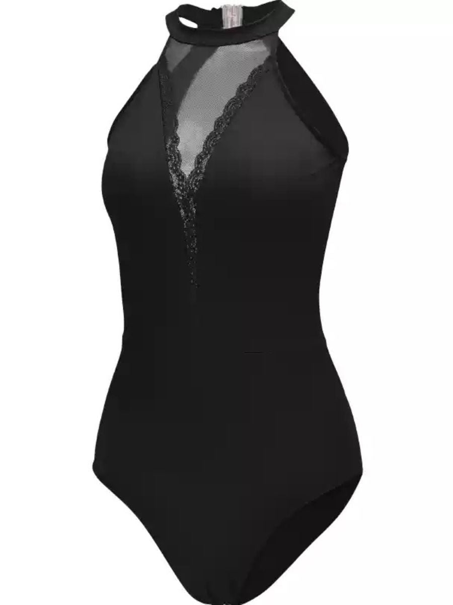 Combinaison de Ballet Sans Manches avec Dos Ouvert et Dos Nu pour Entraînement de Base de Danse Noire