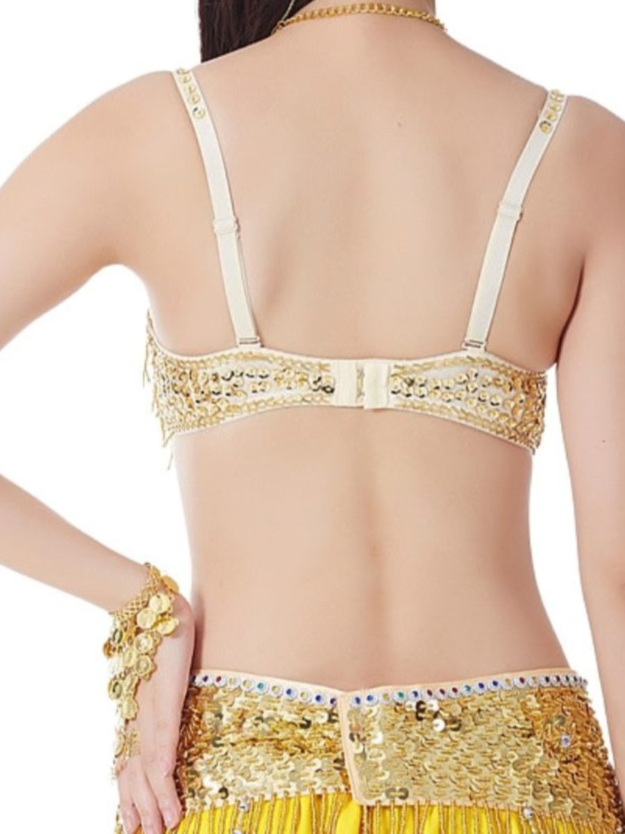 Soutien-Gorge Sans Manches à Bretelles Spaghetti avec Pompons et Strass
