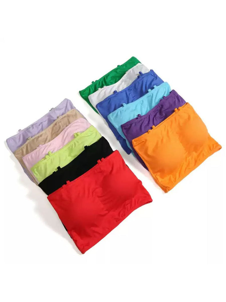 Soutien-Gorge Sans Bretelles en Coton de Couleur Unie Minimaliste pour Danse Du Ventre Quotidienne