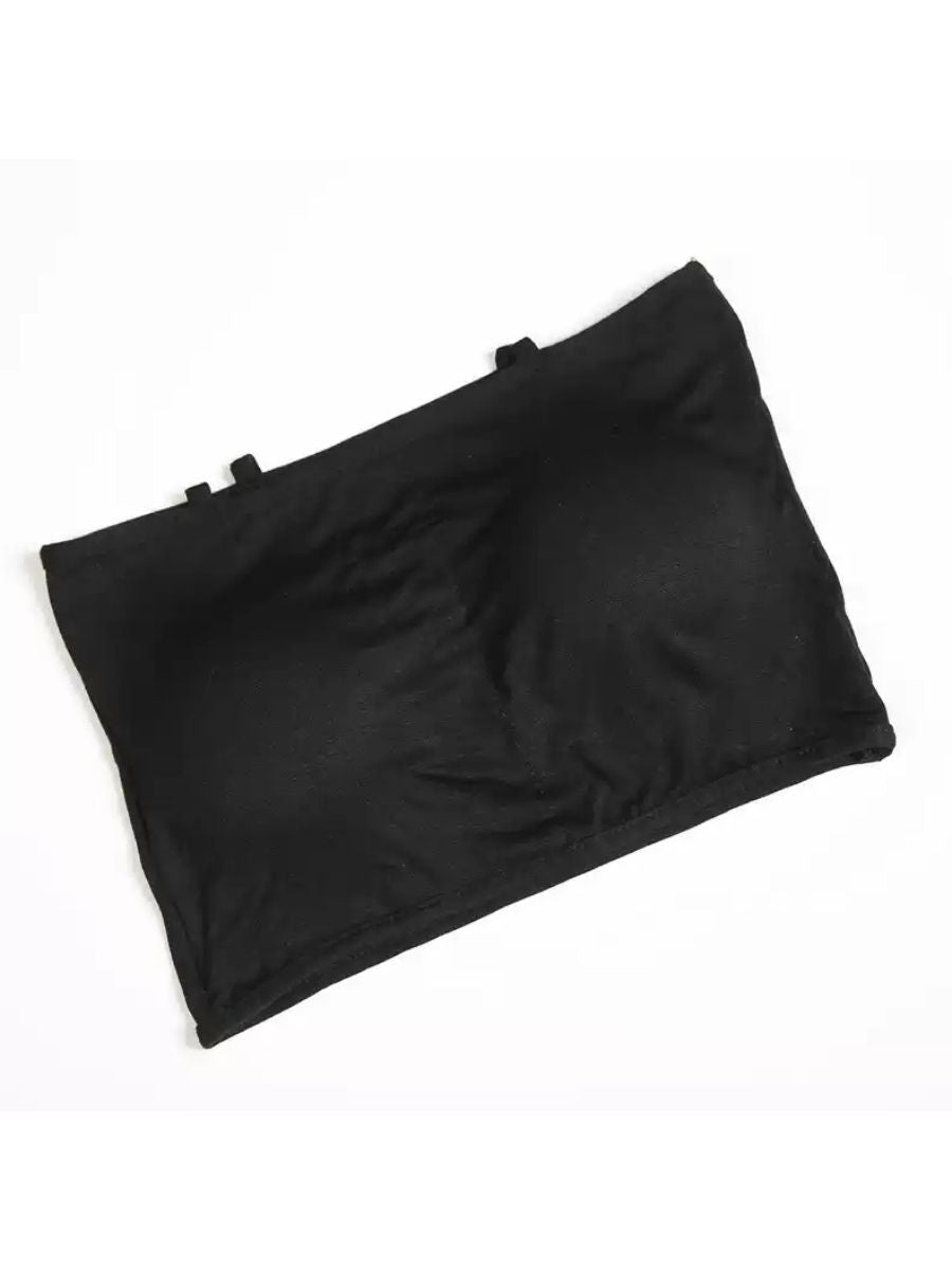 Soutien-Gorge Sans Bretelles en Coton de Couleur Unie Minimaliste pour Danse Du Ventre Quotidienne