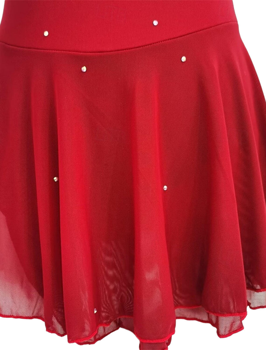 Robe D'Entraînement de Patinage Artistique à Manches Courtes pour Femmes et Filles