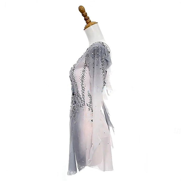 Robe D'Entraînement de Patinage Artistique à Manches Longues et Col Rond pour Femmes et Filles