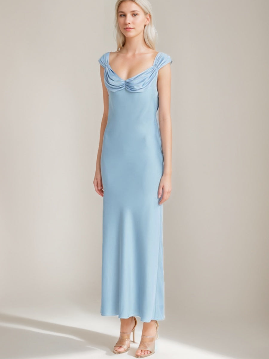 Trompette/Sirène Scoop Ruché Longueur de La Cheville Vintage Robes de Bal avec Dentelle-Up & Opened Back