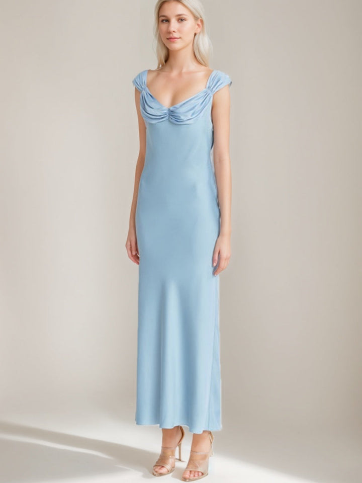 Trompette/Sirène Scoop Ruché Longueur de La Cheville Vintage Robes de Bal avec Dentelle-Up & Opened Back