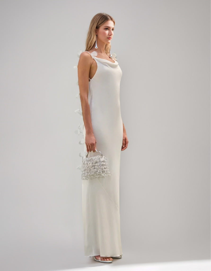 Gaine/Colonne Col bénitier Bretelles Spaghetti Dos Nu La Longueur du Sol Robes de Demoiselle d'Honneur avec Appliques