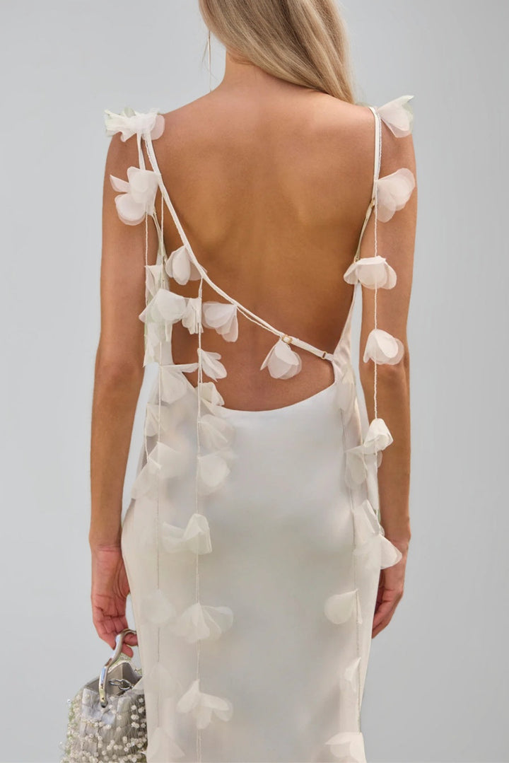 Gaine/Colonne Col bénitier Bretelles Spaghetti Dos Nu La Longueur du Sol Robes de Demoiselle d'Honneur avec Appliques