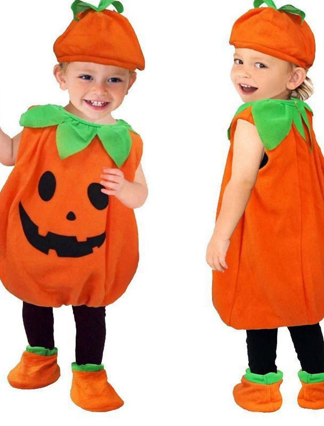 Robe pour Fille Mignonne Citrouille Orange Sans Manches Au Genou pour Halloween