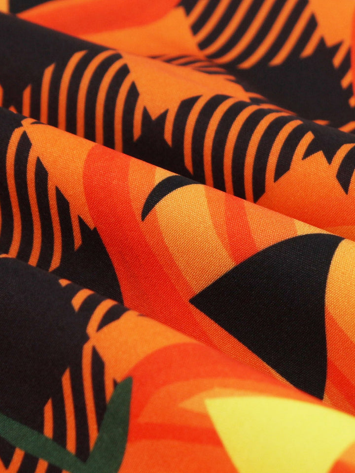 Robe Trapèze/Princesse à Col en V et Manches Longues, Longueur Genou, Imprimés, Costumes de Spectacle D'Halloween