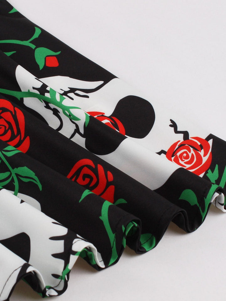 Robe Trapèze/Princesse à Col en V et Manches Longues, Longueur Genou, Imprimés, Costumes de Spectacle D'Halloween