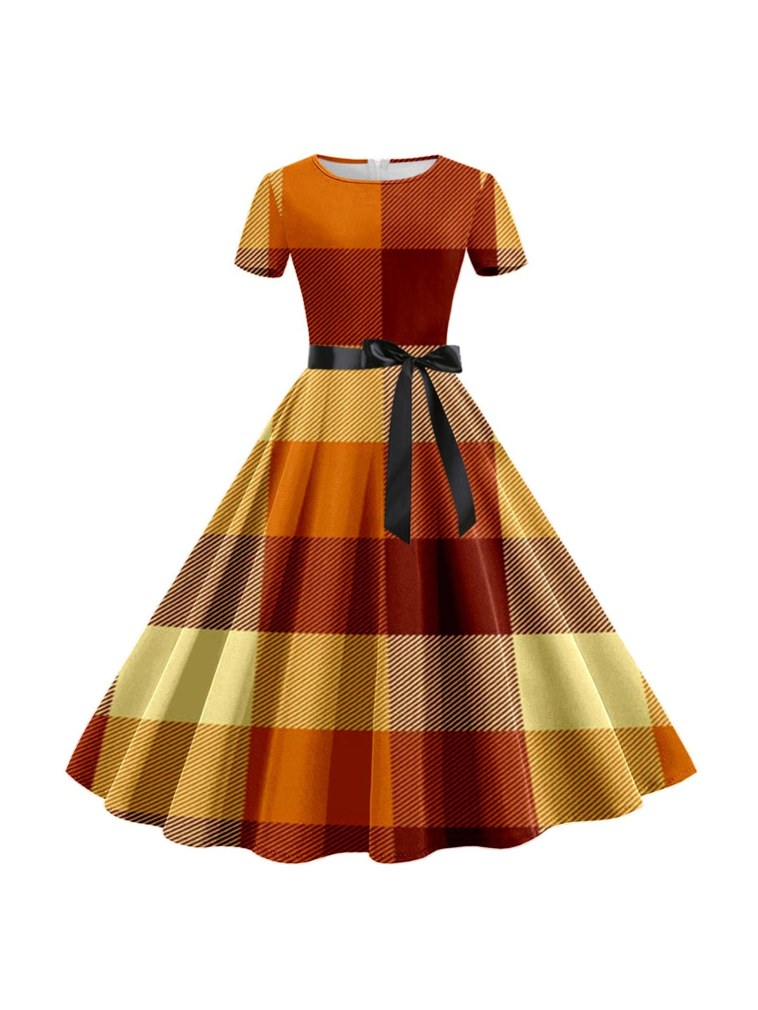 Robe de Costume de Spectacle Imprimée de Dessin Animé D'Halloween à Col Rond et Manches Courtes de Forme Trapèze/Princesse