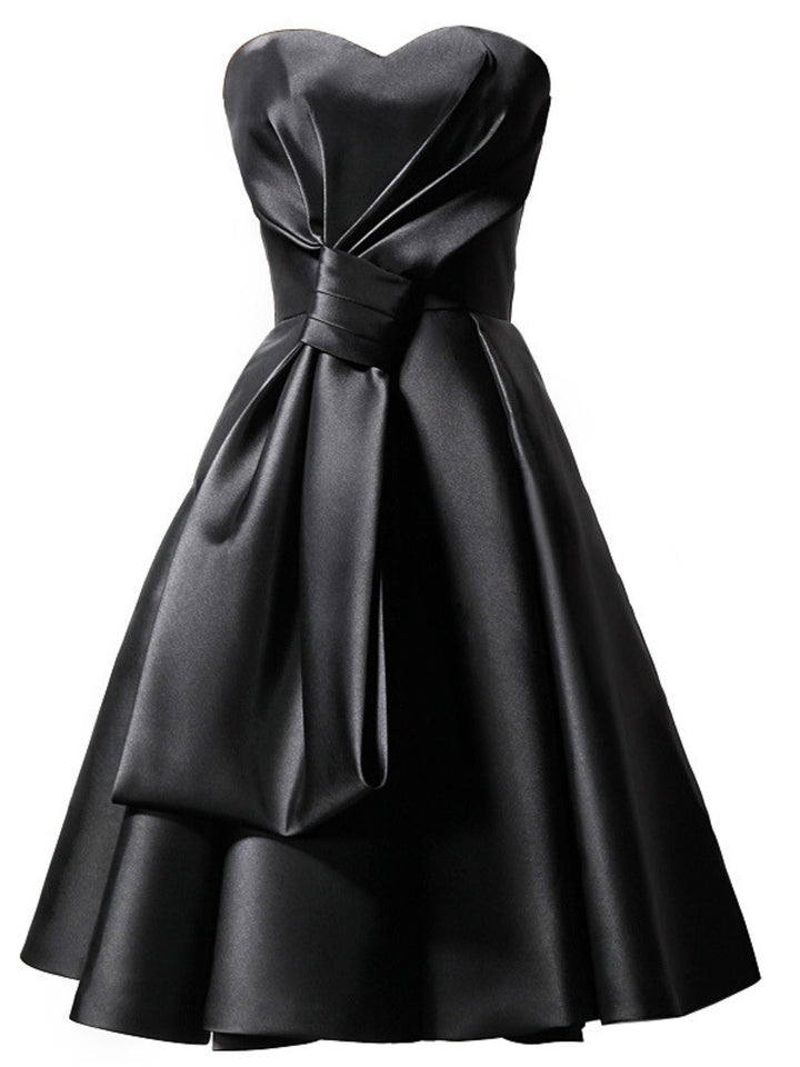 Robe de Soirée Élégante Noire Trapèze/Princesse Sans Manches, Longueur Genou, Décolleté en Cœur, pour Halloween