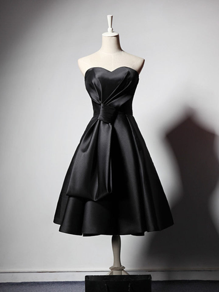 Robe de Soirée Élégante Noire Trapèze/Princesse Sans Manches, Longueur Genou, Décolleté en Cœur, pour Halloween