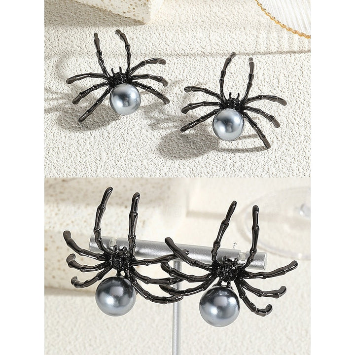 Ensemble de Bijoux Gothiques avec Boucles D'Oreilles et Nœud Papillon Noir et Diamant Rouge pour Halloween