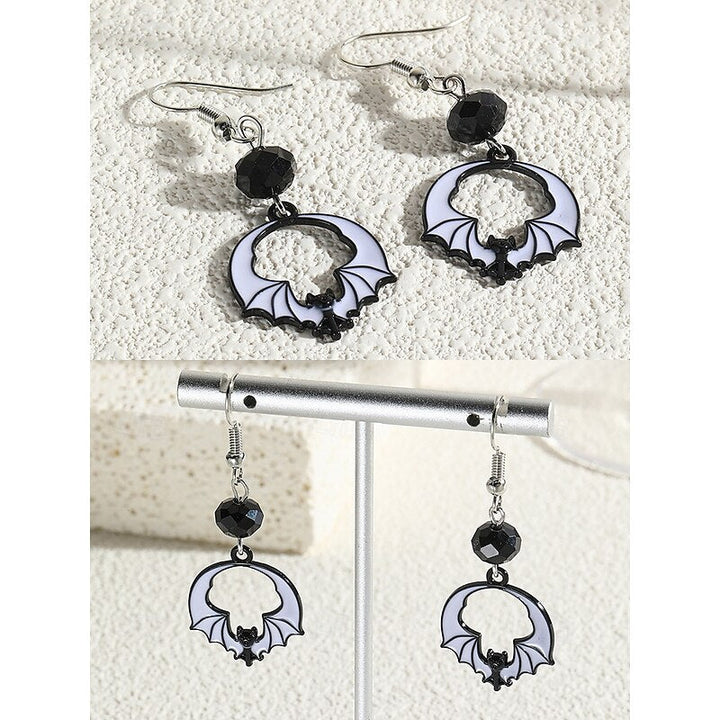 Ensemble de Bijoux Gothiques avec Boucles D'Oreilles et Nœud Papillon Noir et Diamant Rouge pour Halloween