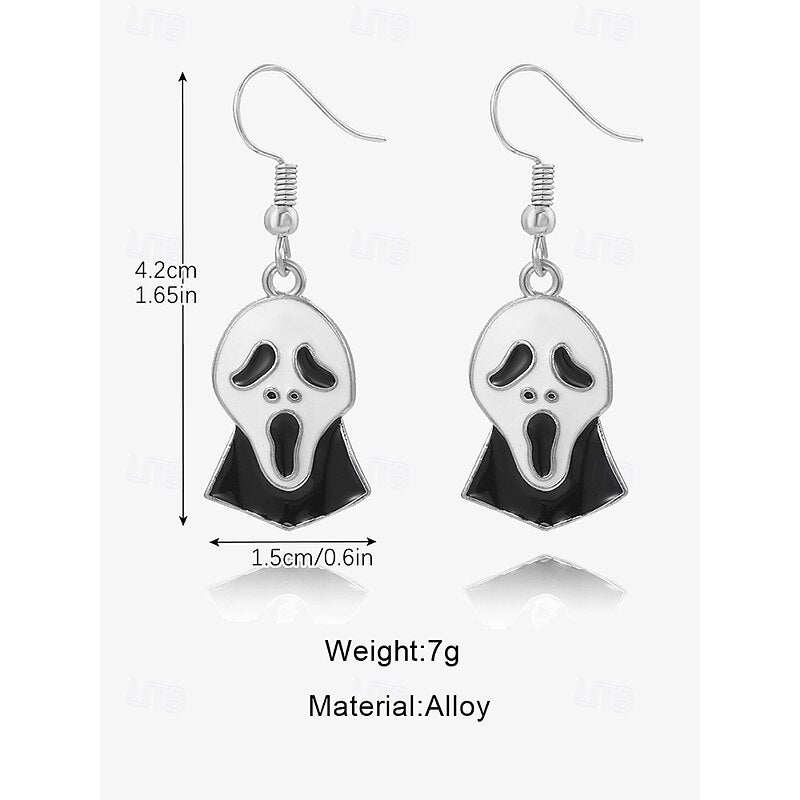 Ensemble de Bijoux Gothiques avec Boucles D'Oreilles et Nœud Papillon Noir et Diamant Rouge pour Halloween