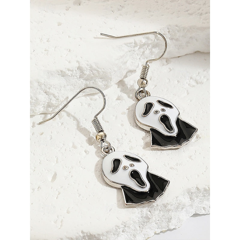 Ensemble de Bijoux Gothiques avec Boucles D'Oreilles et Nœud Papillon Noir et Diamant Rouge pour Halloween