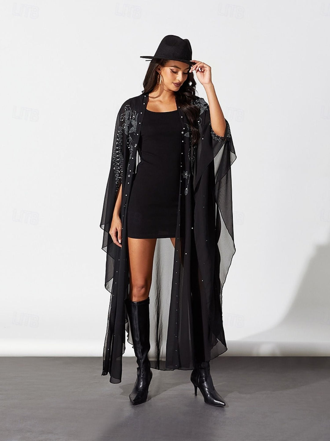 Robe Fourreau/Colonne Noire à Col Chemisier Sans Manches, Courte/Mini, pour Costumes de Spectacle D'Halloween