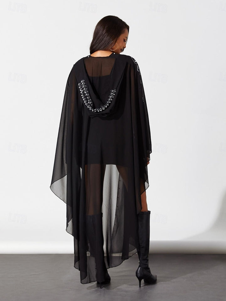 Robe Fourreau/Colonne Noire à Col Chemisier Sans Manches, Courte/Mini, pour Costumes de Spectacle D'Halloween