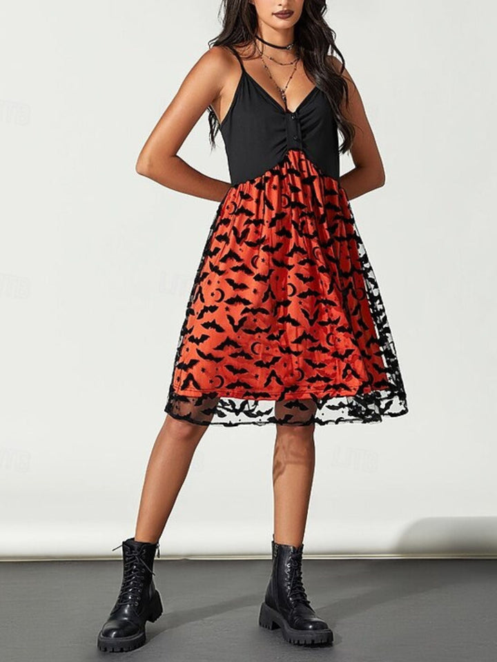 Robe de Soirée Sexy A-Line/Princess à Col en V Sans Manches Au Genou pour Costume de Spectacle D'Halloween