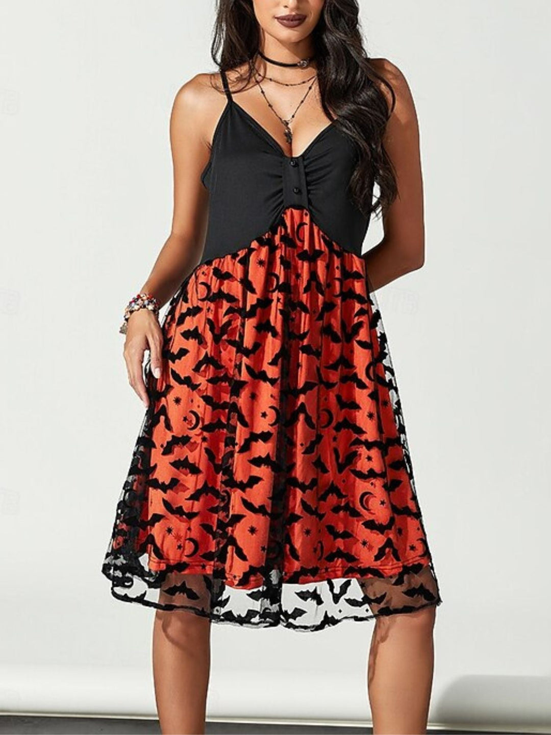 Robe de Soirée Sexy A-Line/Princess à Col en V Sans Manches Au Genou pour Costume de Spectacle D'Halloween