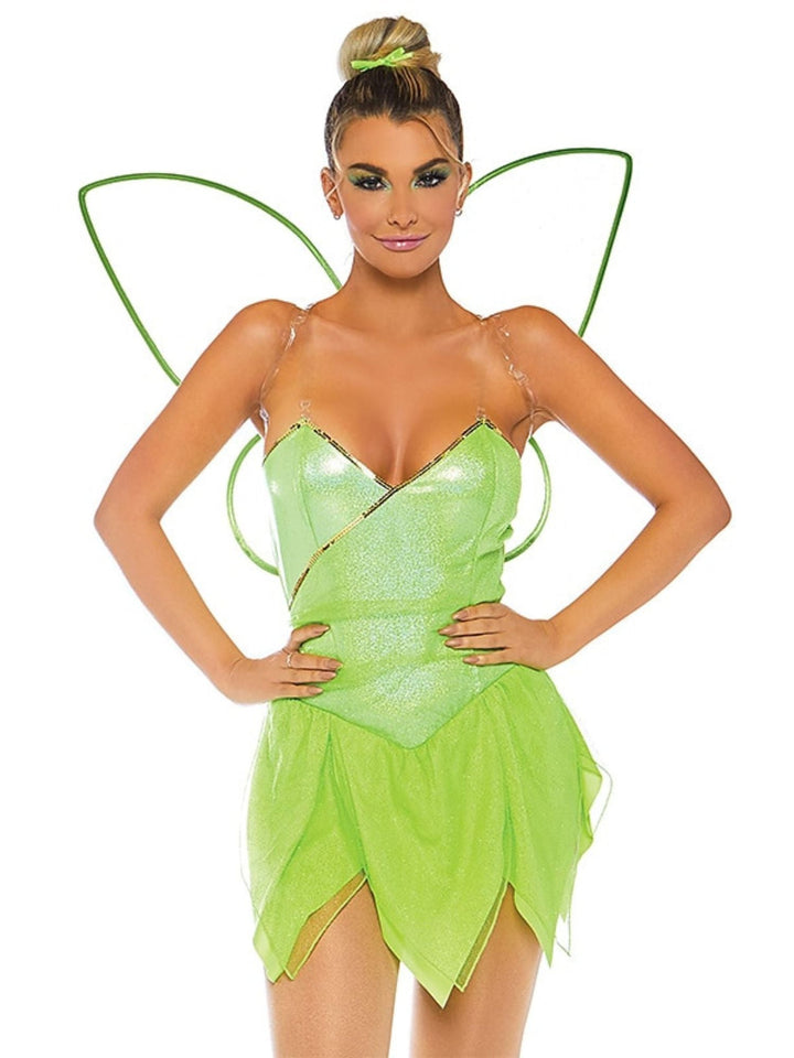 Robe de Fée Mini Asymétrique Classique Vert Clair Sans Manches à Col en V pour Costume D'Halloween Cosplay