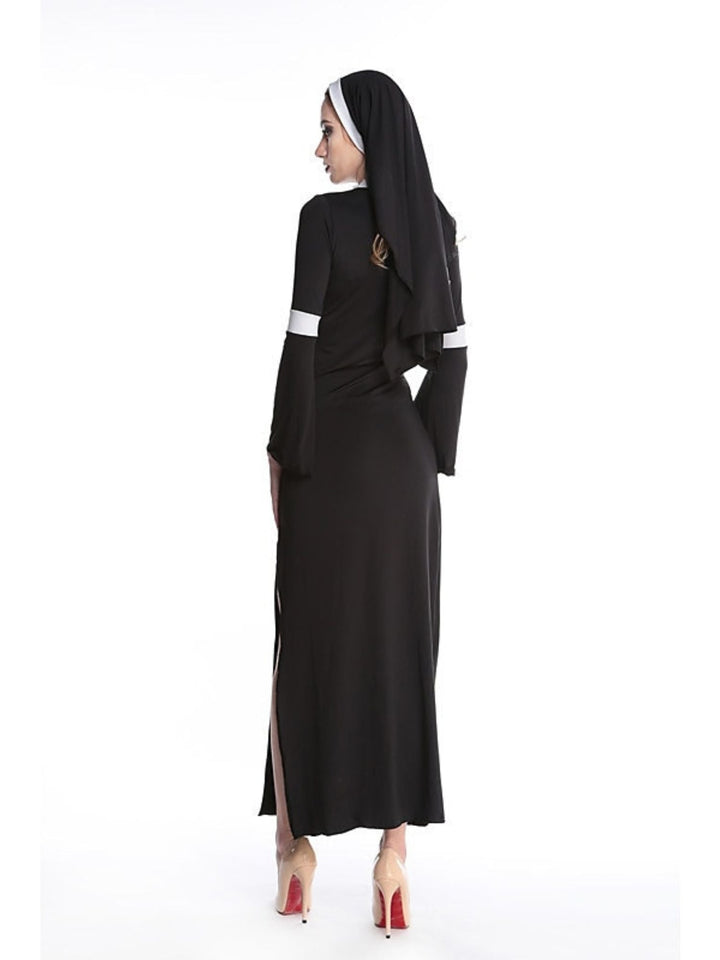 Couple Prêtre Nonne Couple Noir Doré Halloween Mascarade Costume Vintage