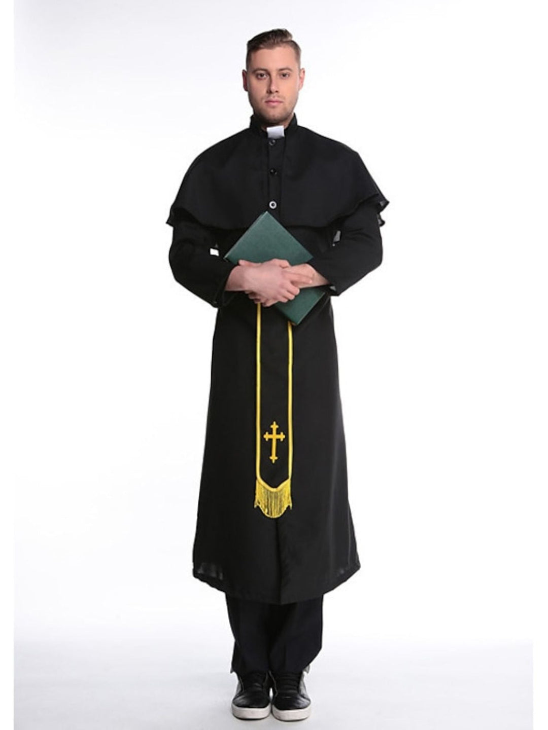 Couple Prêtre Nonne Couple Noir Doré Halloween Mascarade Costume Vintage