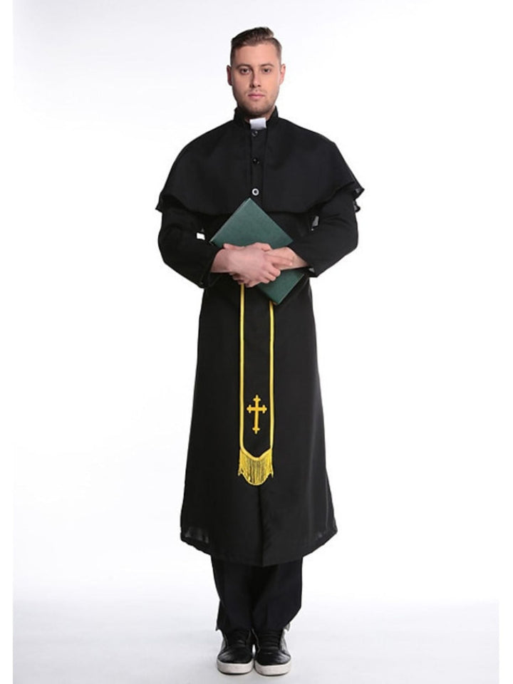 Couple Prêtre Nonne Couple Noir Doré Halloween Mascarade Costume Vintage