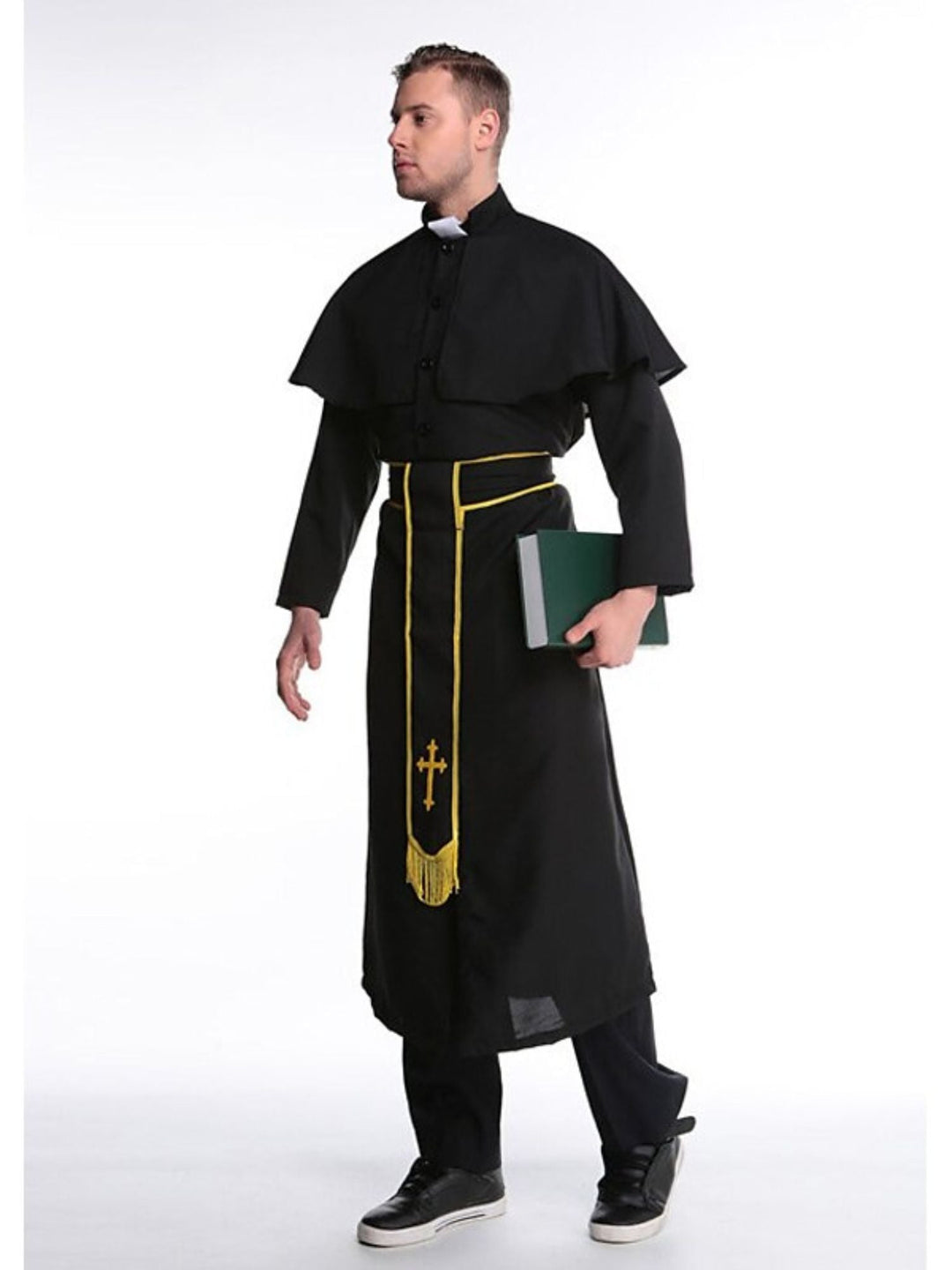 Couple Prêtre Nonne Couple Noir Doré Halloween Mascarade Costume Vintage