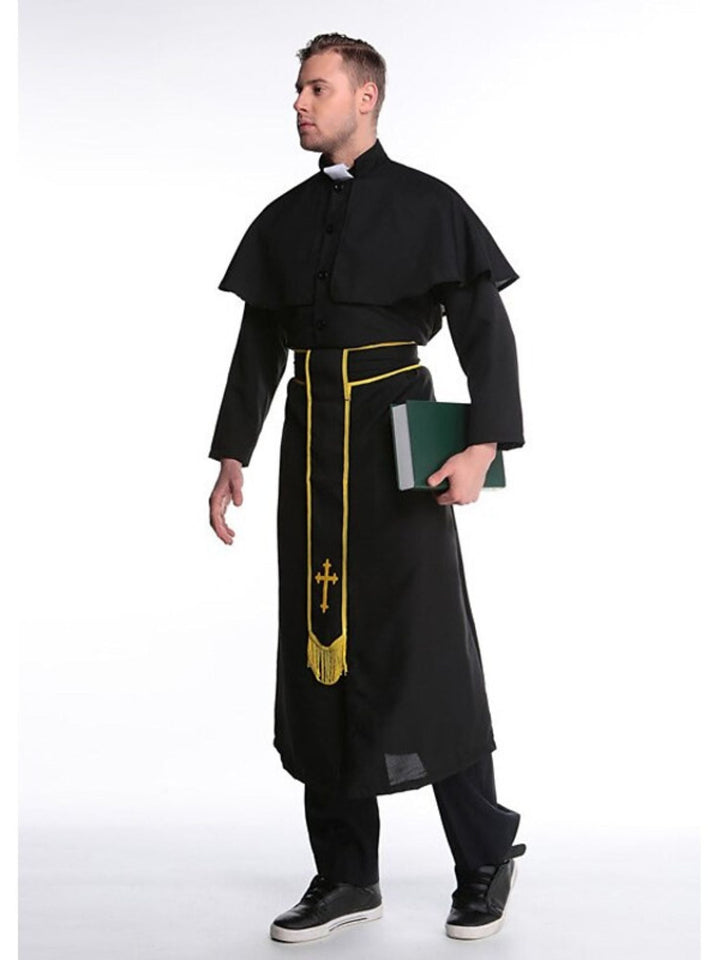 Couple Prêtre Nonne Couple Noir Doré Halloween Mascarade Costume Vintage