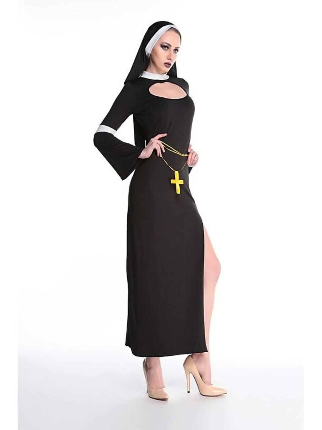 Couple Prêtre Nonne Couple Noir Doré Halloween Mascarade Costume Vintage