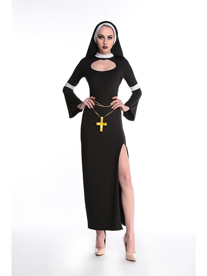 Couple Prêtre Nonne Couple Noir Doré Halloween Mascarade Costume Vintage
