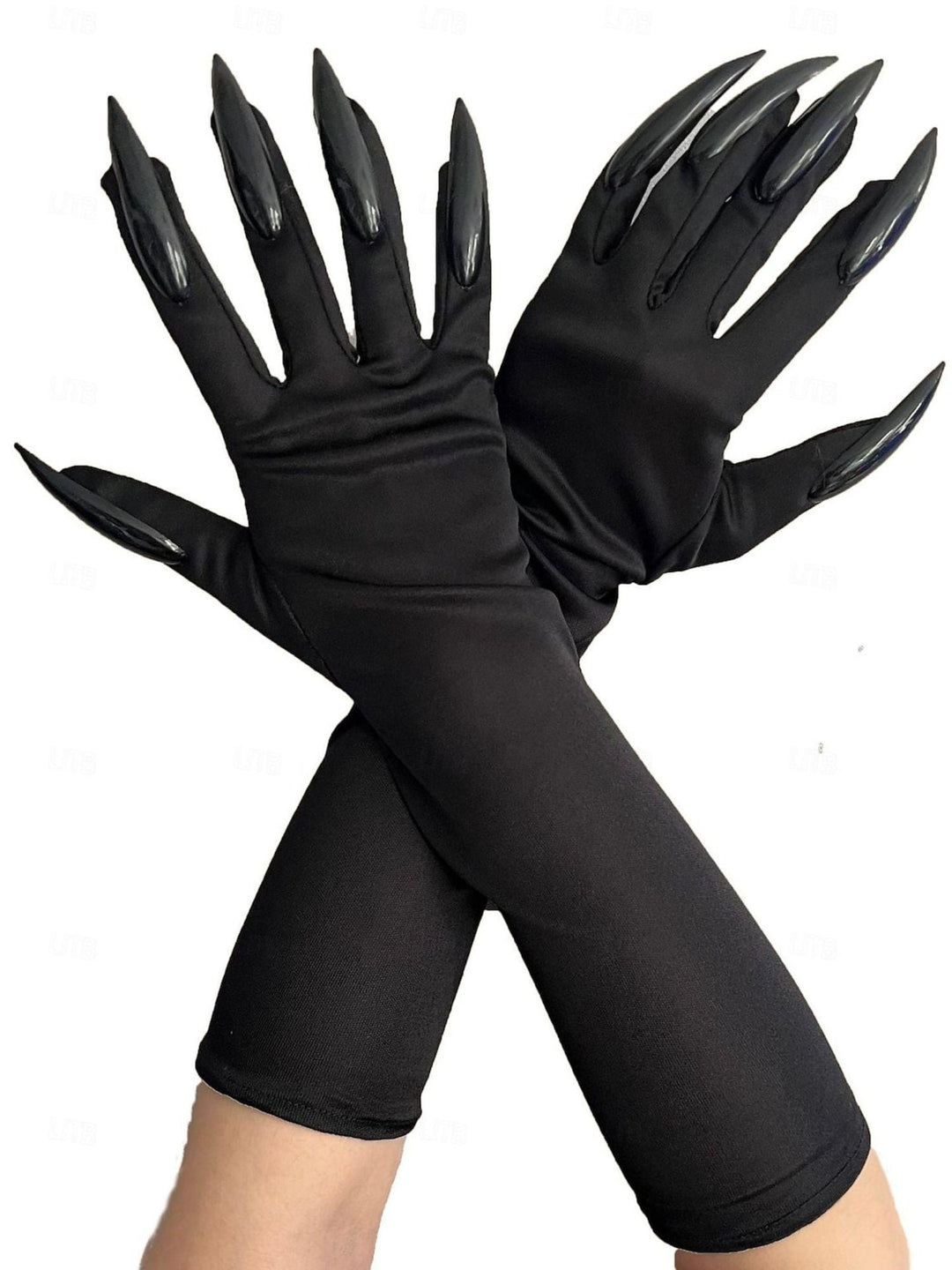 Gants Élégants et Fins de Sorcière Noire pour Accessoires de Costume de Fête Masquée D'Halloween
