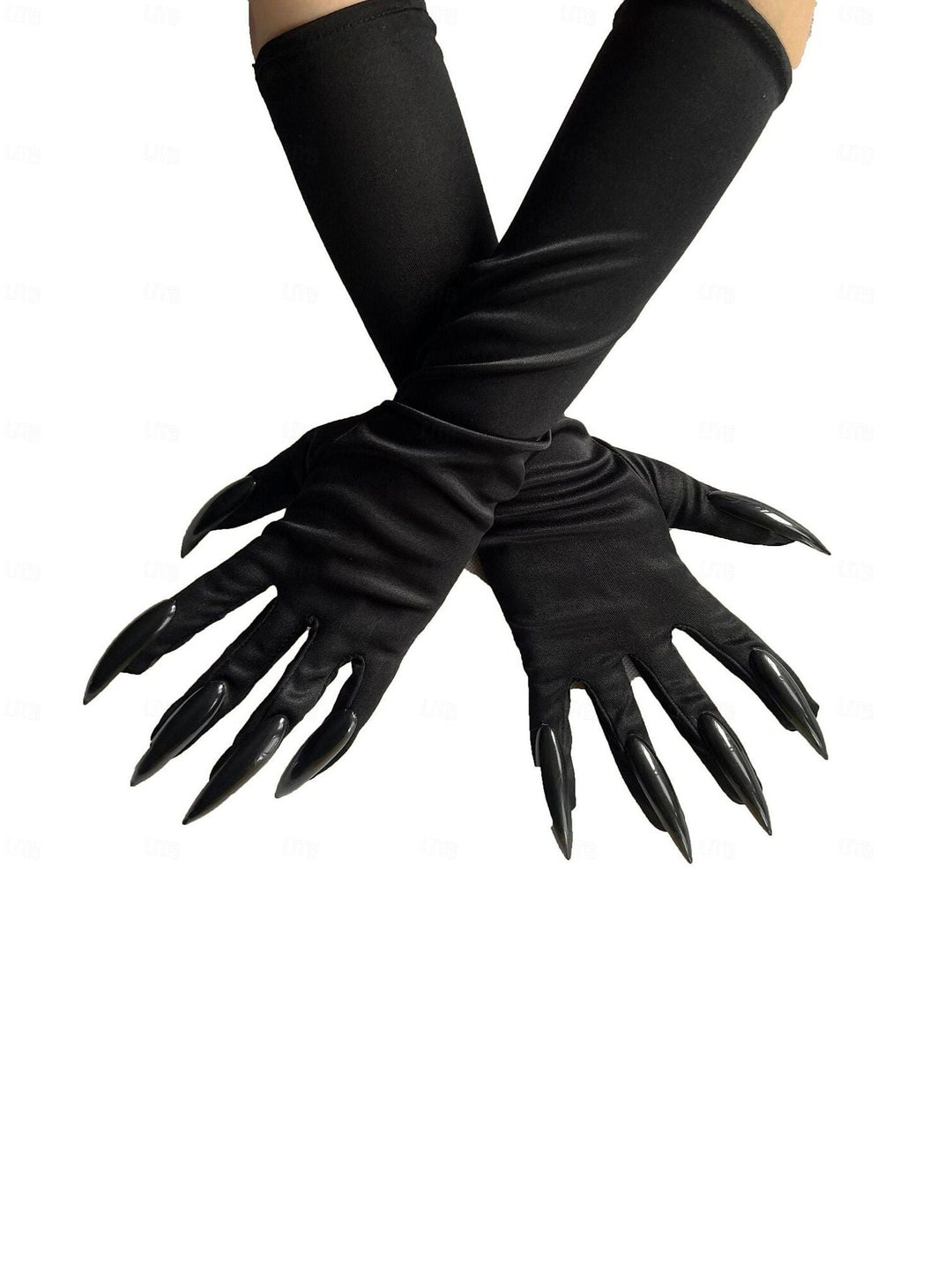 Gants Élégants et Fins de Sorcière Noire pour Accessoires de Costume de Fête Masquée D'Halloween