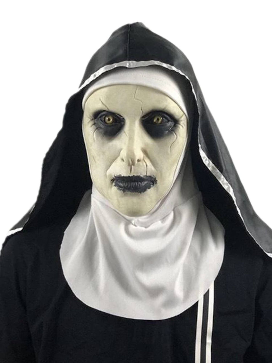 Masque de Nonne Effrayant D'Horreur Noire pour Adulte, Accessoire de Mascarade pour Halloween